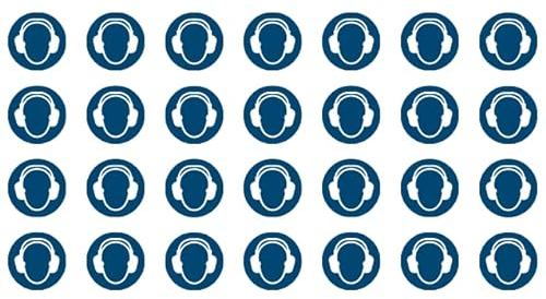 28 Aufkleber Gehörschutz benutzen M003 - ø 5 cm - UV- und witterungsbeständig - ISO 7010 - nachhaltig - Gebotszeichen Schild (5 cm, Gehörschutz)