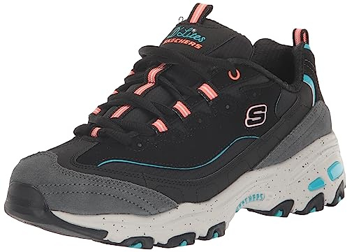 Skechers Women's D'Lites Sneaker, Black/Multi, 8.5