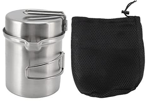Olla para acampar con tapa, olla para acampar, estufa de leña para exteriores, juego de ollas de cocina, juego de ollas portátiles a prueba de viento de acero inoxidable, utensilios de cocina para aca