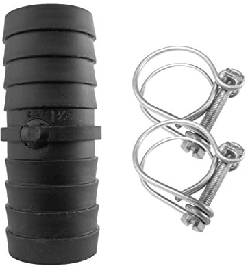 50mm (2) pond corrugated flexible pipe/hose joiner connector link/hydroponics fitting +2 x matching double wire hose clips