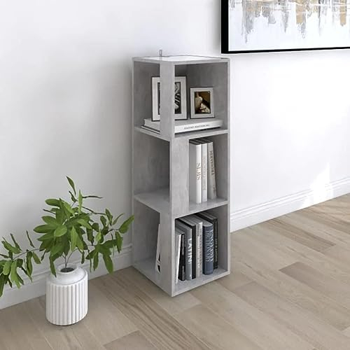 vidaXL Eckregal mit 3 Fächern Standregal Bücherregal Wandregal Regal Eckschrank Deko Wohnzimmer Schlafzimmer Büro Betongrau 33x33x100cm Holzwerkstoff