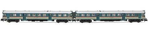 FS, confezione da 2 unità ALn 668 serie 1000, 2 porte livrea originale, finestrini arrotondati, epoca IV