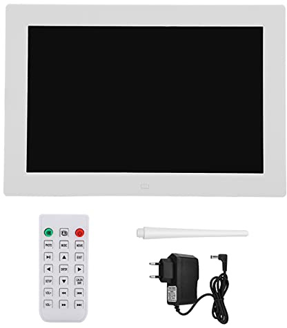 12 Zoll Digitaler Bilderrahmen, HD-Auflösung, MP3/MP4-Wiedergabe, Weiß (EU-Stecker)