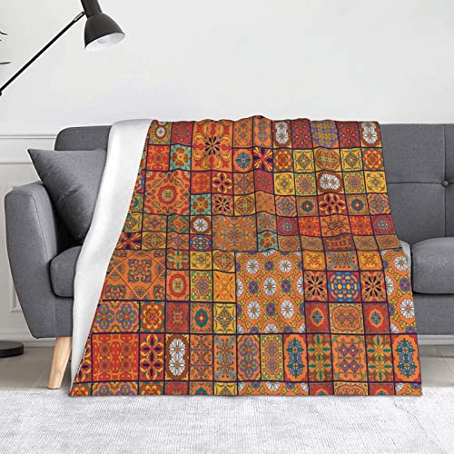 HAHAFU Gruppe von marokkanischen geometrischen Decke, warme Überwurfdecke, bedruckt, saugfähig, Sofa, Bett, weiche Flanelldecke, 150 x 125 cm