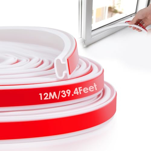 YOUSHARES Tira de Sellado Ventana - 12M Burlete de Silicona para Puertas Autoadhesiva, Aislamiento Insonoriza y del Frío (Blanco)