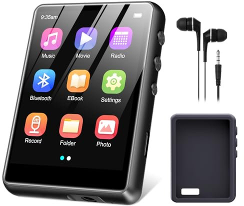 64GB MP3 Player Bluetooth 5.3, SWOFY MP3 & Digital Audio Players with Touch Screen, M4 Music Player Built-in HD Speaker, FM Radio, Recording Support up 128GB Black