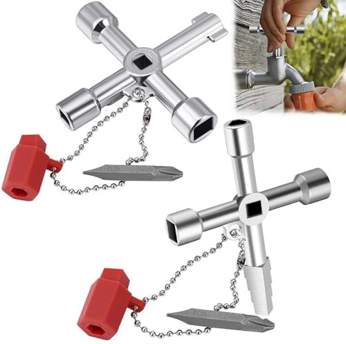 GUOSIYAO 4 Voies Clé Multifonction Robinet En Clé Universelle 4 En 1 Multifonction Triangle Armoire Electrique Pour Eau Électricité Compteurs Électriques Radiateurs Ascenseurs Etc 2Pcs