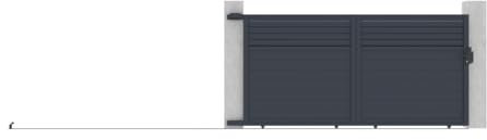 Vente-unique-Portón corredizo de aluminio persiana L374 x H180 cm antracita - VIAZO