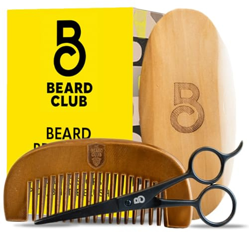 The Beard Club Brush, Comb and Scissors Grooming Kit for Men's Beards and Mustaches Gift Set