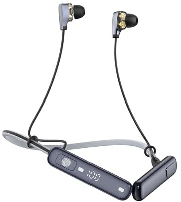 Neckband Bluetooth Headphones, 5.3 Bluetooth 100 Hours Playtime，IPX7 Sports Waterproof Earbuds with Dual Microphone Noise Cancelling with 4 HiFi Speakers Multiple Switchable Sound Modes (Black)