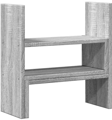 vidaXL Schreibtisch Organizer, Bücherregal Verstellbar Pflegeleicht, Schreibtischregal für Büro Wohnzimmer Küche, Tischregal, Grau Sonoma Holzwerkstoff