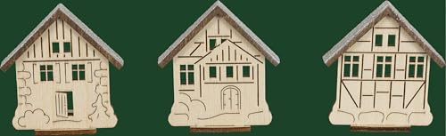 Rudolphs Schatzkiste Beleuchtungszubehör Aufsteckhaus Schnee einseitig offen 3er-Set BxH 5x5,5cm NEU Aufstecker Holzstern Weihnachtsstern Schwibbogen Lichterbogen Stern Holzschmuck Holz