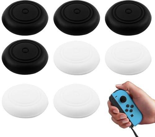 Agarres para el Pulgar 4 Pares para Joystick Joycon, Tapones de Silicona para Joystick Compatible con Nintendo Switch/Switch OLED/Switch Lite, Replacement Joystick Covers, Thumb Grip, Negro y Blanco