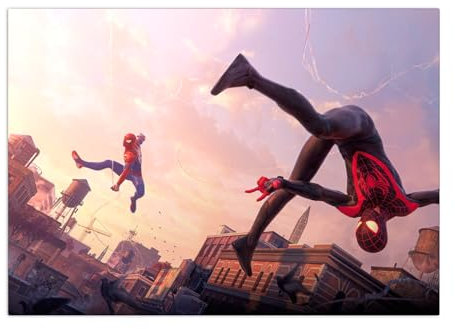 Displate Spiderman Metallposter Spiderman Poster Zimmer Poster Marvel Spiderman Deko Marvel Poster Spiderman Game Poster Marvel - Spiderman Game - Overturn Poster 45 cm x 32 cm