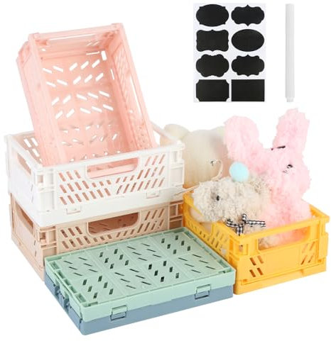 XIEJ 6 Stück Klappbox Klein, Mehrfarbig Mini Klappkiste, Kunststoff Klappboxen Faltbar Stabil, Tragbare Klappkorb, 15 x 10 x 5,8cm Aufbewahrungskiste für Zuhause, Klassenzimmer, Büro