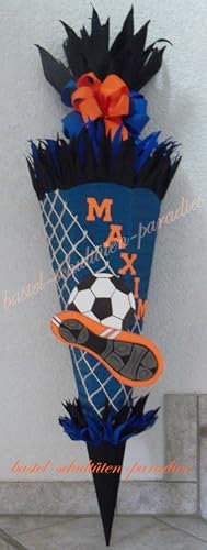 Schultüten Bastelset Fußball 2 blau-schwarz-orange MaterialType Schultütenzuschnitt 400g Karton