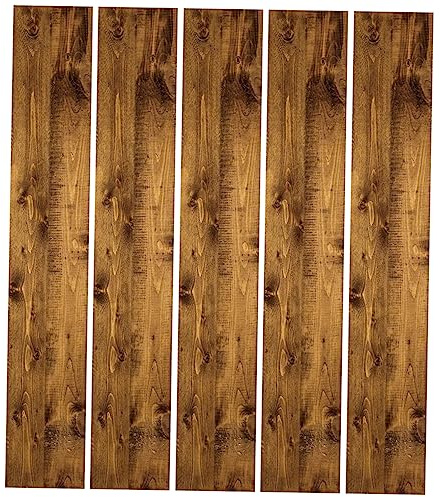 ANDRESLAD Self Adhesive Wood Grain Floor Sticker, Waterproof Non-slip Vinyl Flooring Planks for Bedroom, 5pcs Peel and Stick Decorative Floor Tiles 15x90cm