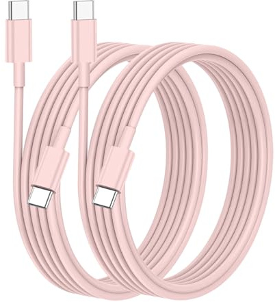 USB C to USB C Charger Cable for iPhone 15/16/17 Fast Charging, 60W Type C Charging Fast Charging Cable for iPhone17/16/15 Pro Max, iPad Pro/Air/Mini, Samsung, Pixel (Pink, 2M, 2PCS)