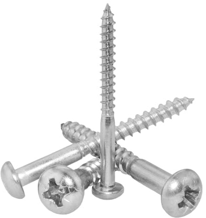Nuts About Bolts No.10 x 2 (5mm x 50mm) Pozi Pan Head Wood Screws Rust-Proof A2 Stainless Steel, for Floorboards, Wood Fences, DIY Furniture & Repairs - Pack of 25