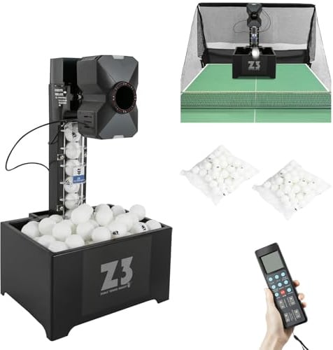 HINOPY Tischtennis Roboter mit Netz, 36W Automatische Tischtennis Ballmaschine mit Fernbedienung & 100 Bällen, 35-90 Bälle/Min Ping Pong Ball Wurfmaschine, Profi Ballwurfmaschine für Training Übung