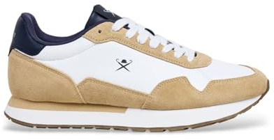 Hackett London Vector Schlichte Beige Leder Turnschuhe