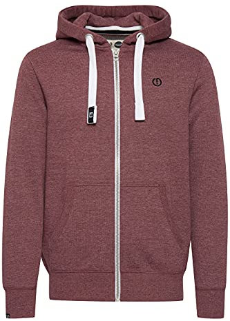 Solid SDBennZip Herren Sweatjacke Kapuzenjacke Hoodie mit Kapuze Reißverschluss Kordelzug Label-Details Baumwollmischung Regular fit, Größe:M, Farbe:Wine Red Melange (8985)