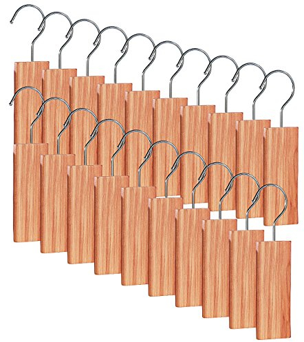 infactory Motten-Abwehr: Große Zedernholz-Blöcke mit Metallhaken gegen Motten, 20er-Set (Anti-Holz, Kleidermottenschutz, Insektenvernichter)