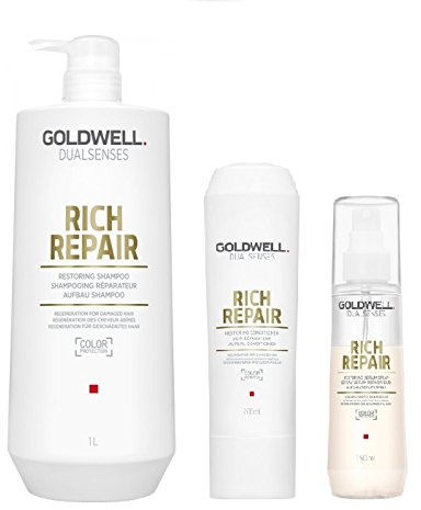 Goldwell Dualsenses Rich Repair Shampoo 1000ml + Conditioner 200ml + 60Sek Kur 200ml+Serum Spray 150 ml