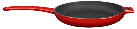 LAVA Cookware Gusseisen emailliert Bratpfanne mit Metallgriff, rund, 20 cm, rot