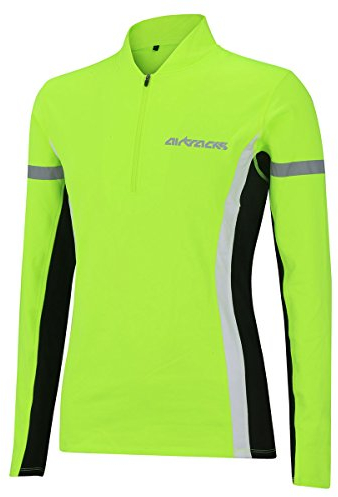 Airtracks Herren Thermo Laufshirt Langarm Winter Sweatshirt Fleece Funktionsshirt Sport Langarmshirt - neon - L - Herren