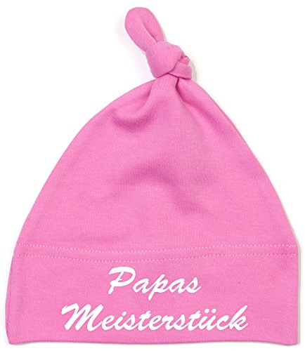 Schnoschi Babymütze in pink mit Papas Meisterstück hochwertig Bestickt/gestickt
