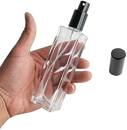 Perfume Bottle Empty Refillable Glass Spray Bottle Travel Sprayer Essential Oil Glass Bottles with Black Cap Travel Party Gift Makeup Tool (50ML)