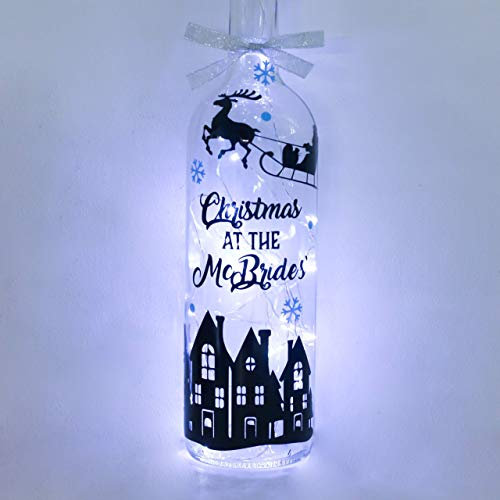 Personalised Bottle Light for the Family Christmas Decorations, Unique Light Up Fireplace Decor