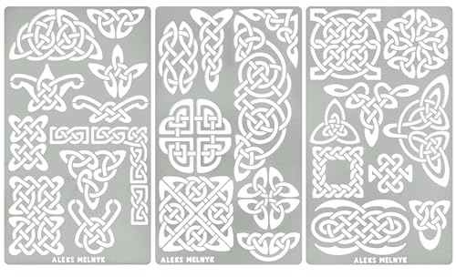 Aleks Melnyk #37 Keltischer Knoten, Bordüre Schablonen Möbel, Metall Designer Stencils Vorlagen Painting, Ornamente Vintage, Wikinger Dekoration, Brandmalerei, Gravur, Wikinger Bild, Malen, 3 Stück