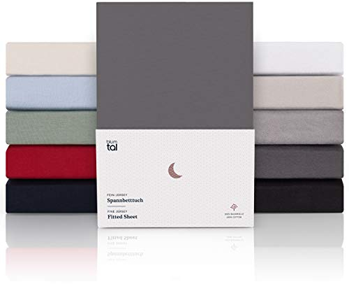 Blumtal® Premium Spannbettlaken 180x200cm Jersey - Oeko-TEX zertifiziertes Bettlaken 180x200 - Spannbettlaken 180x200cm Baumwolle - Bettlaken 180x200 Baumwolle - Spannleintuch 180x200 - Anthrazit