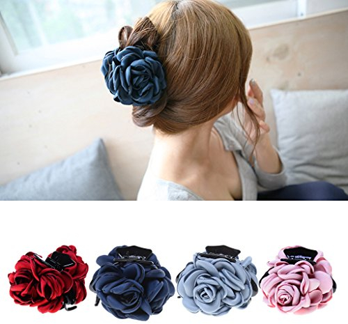 dailymall Stoff Rose Blumen Haarkrebs Haarspange Haargreifer Claw Clips Kopfschmuck - Rosa