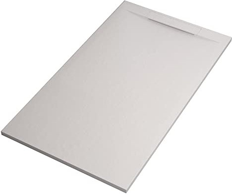 VINCENT Duschwanne aus weißem Marmorharz mit Betonsteineffekt - 90x150