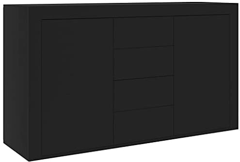 vidaXL Sideboard, Kommode mit viel Stauraum, Schrank mit 4 Schubladen 2 Türen, Mehrzweckschrank Anrichte für Wohnzimmer, Schwarz 120×36×69cm Holzwerkstoff