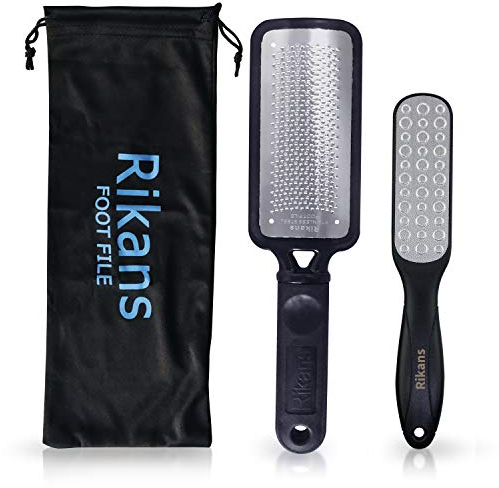 Rikans Foot Rasp Foot File - Stainless Steel - Coarse - 2 Count - Modern Design - Dry or Wet Use - Spa Pedicure at Home - Customer