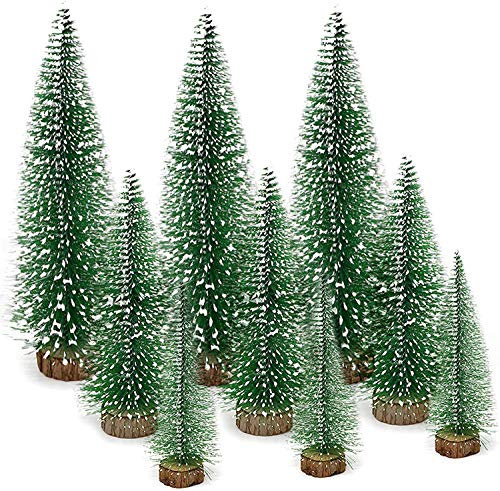 Gxhong Mini Grün Tannenbaum, Künstlicher Weihnachtsbaum, Mini Weihnachts Baum 10/15/20 cm, Tannenbaum für Tischdeko, DIY, Schaufenster (9 Stück)