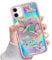 LCHULLE Kompatibel mit iPhone 12,iPhone 12 Pro Handyhülle Schmetterling Glänzend Schutzhülle Mädchen Silikon Case Girls Glitzer Hülle für iPhone 12/iPhone 12 Pro Rosa