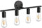 Klighten Vintage Spiegelleuchte Bad, Industrial E27 Spiegellampe 4 Flamming, Badleuchte Badlampe Wand, Schwarz Metall Wandlampe Innen Wandleuchte, Länge: 56cm/22zoll, Ohne Leuchtmittel