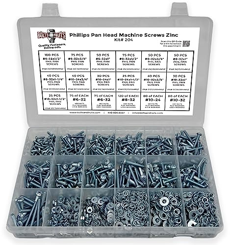 Phillips Pan Head Machine Screws Bolts Nuts Washers Assortment Kit - 1921 Pcs!