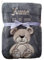Wuff-Dogsworld Babydecke viele Farben & Motive mit Namen/Geburtsdatum Bestickt Geschenk Baby (grau Bär)