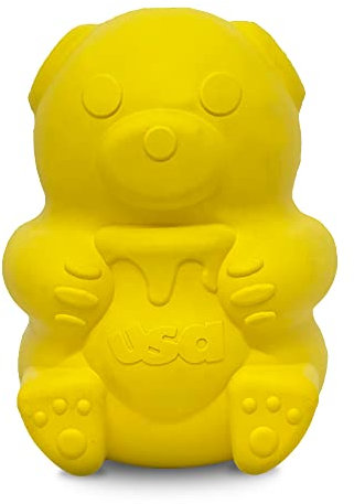 SodaPup Honey Bear – Durable Dog Treat Dispenser & Chew Toy Made in USA from Non-Toxic, Pet Safe, Food Safe Natural Rubber Material for Mental Stimulation, Problem Chewing, Calming Nerves, & More