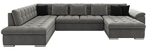 Mirjan24 Eckcouch Ecksofa Niko Bis, Design Sofa Couch mit Schlaffunktion und Bettkasten U-Sofa Farbauswahl Wohnlandschaft vom Hersteller (Ecksofa Rechts, Manila 16 + Manila 16 + Manila 18)