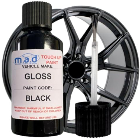 M.A.D MYLDAN AUTO DESIGN Touch Up Paint Compatible with JAGUAR GLOSS BLACK WHEEL CAR PAINT - 30ml Kit, Gloss Finish with Built-in Brush - Premium Helios Paint (PAINT + PRIMER + LACQUER)