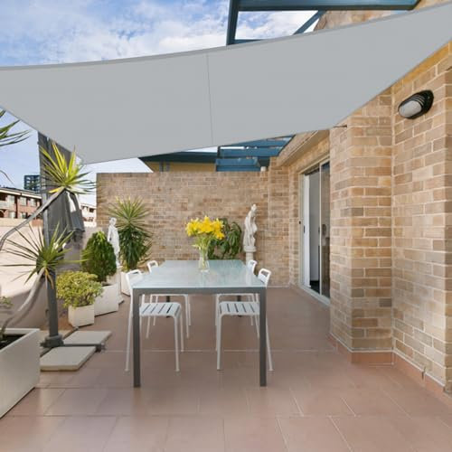 HENG FENG Sonnensegel Rechteckig 4x5m Wasserdicht PES Polyester Sonnenschutz Windschutz Wasserabweisend UV Schutz für Balkon Garten Terrasse Grau