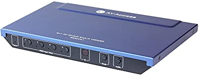 AV Access 4x1 UHD 4K Quad Multiviewer, 4 in 1 Out HDMI Multi-Viewer with 5 Display Modes, 4K/1080p HDMI Out, 3-Way Control, IR Extension Remote Control + RS232 Control