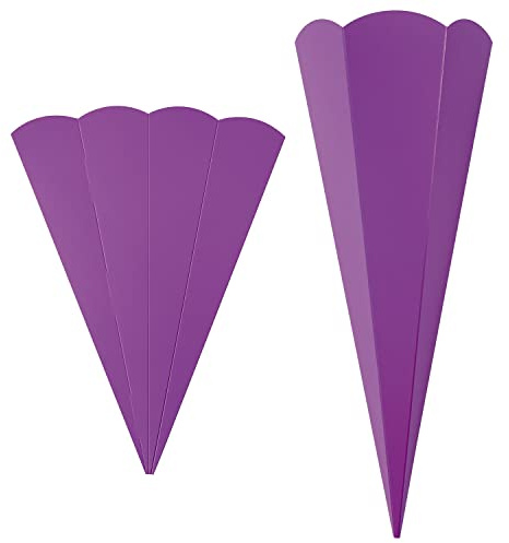 5er Pack Geschwister-Schultüte Rohling mit Steckverschluß, stabiler Karton 400g/qm, 6-eckig, 41 cm, Lila